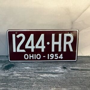 Vintage 1954 Wheaties Cereal Ohio Metal Bicycle License Plate